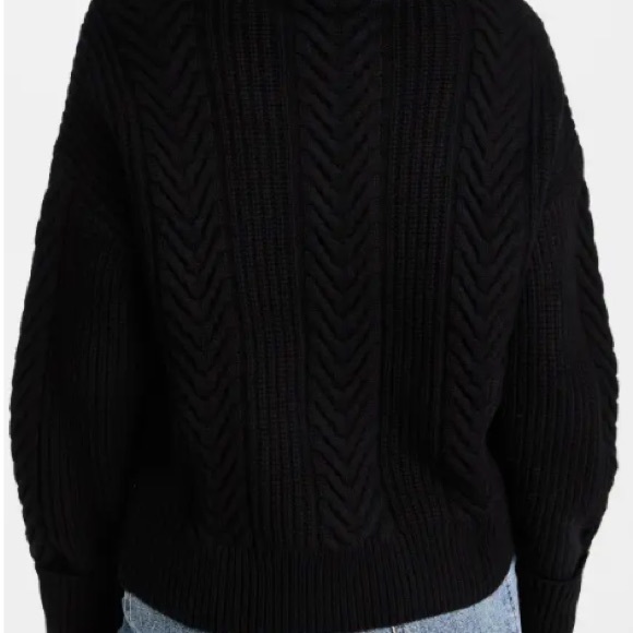 PAIGE | Lorilee Rollneck Cutout Cableknit Sweater Black Sz S - Picture 3 of 7